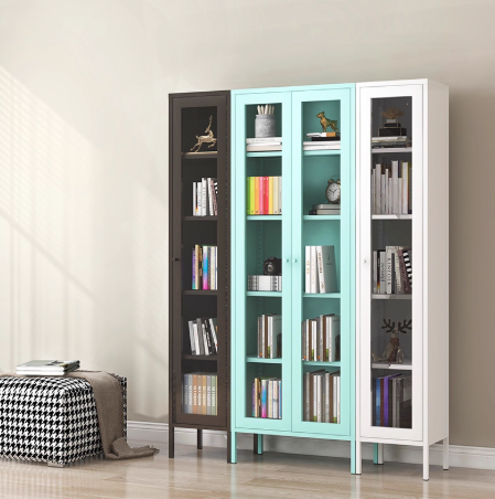 KM12 Wrought Iron Glass Door Bookcase Display Cabinet|Exquisite Storage Expert