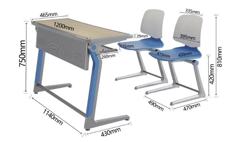 KAD027 Dotto New Style Double Student Desk and Chair