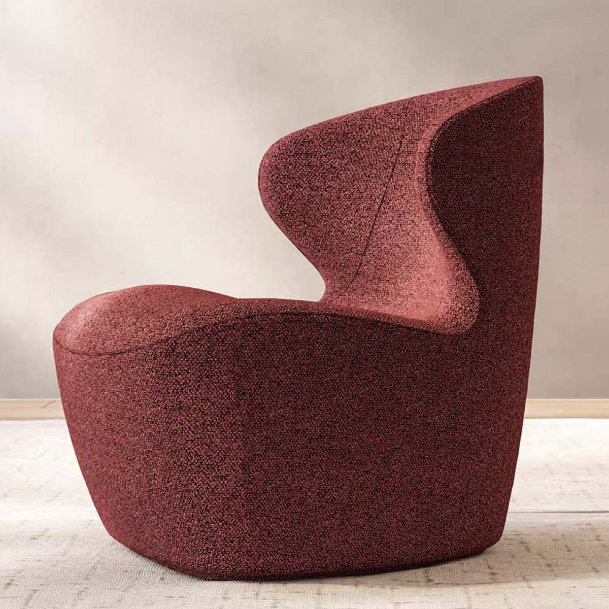 OL1110225 輕奢弧形布藝休閒椅|Contemporary Curved Lounge Chair