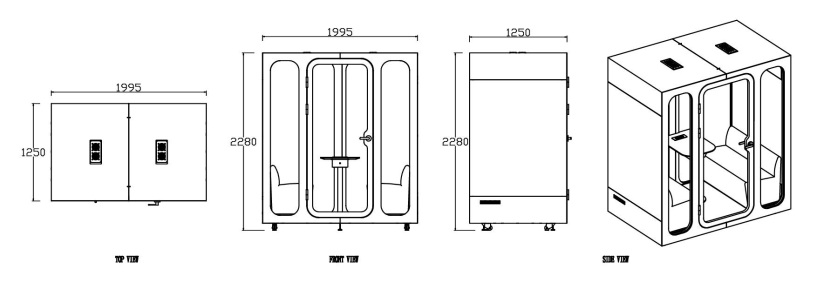 KK-J02-C 直角頂四人靜音艙