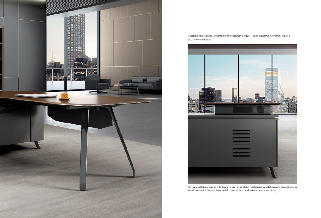 KA24 Gaddi Executive Desk with Storage Side Cabinets