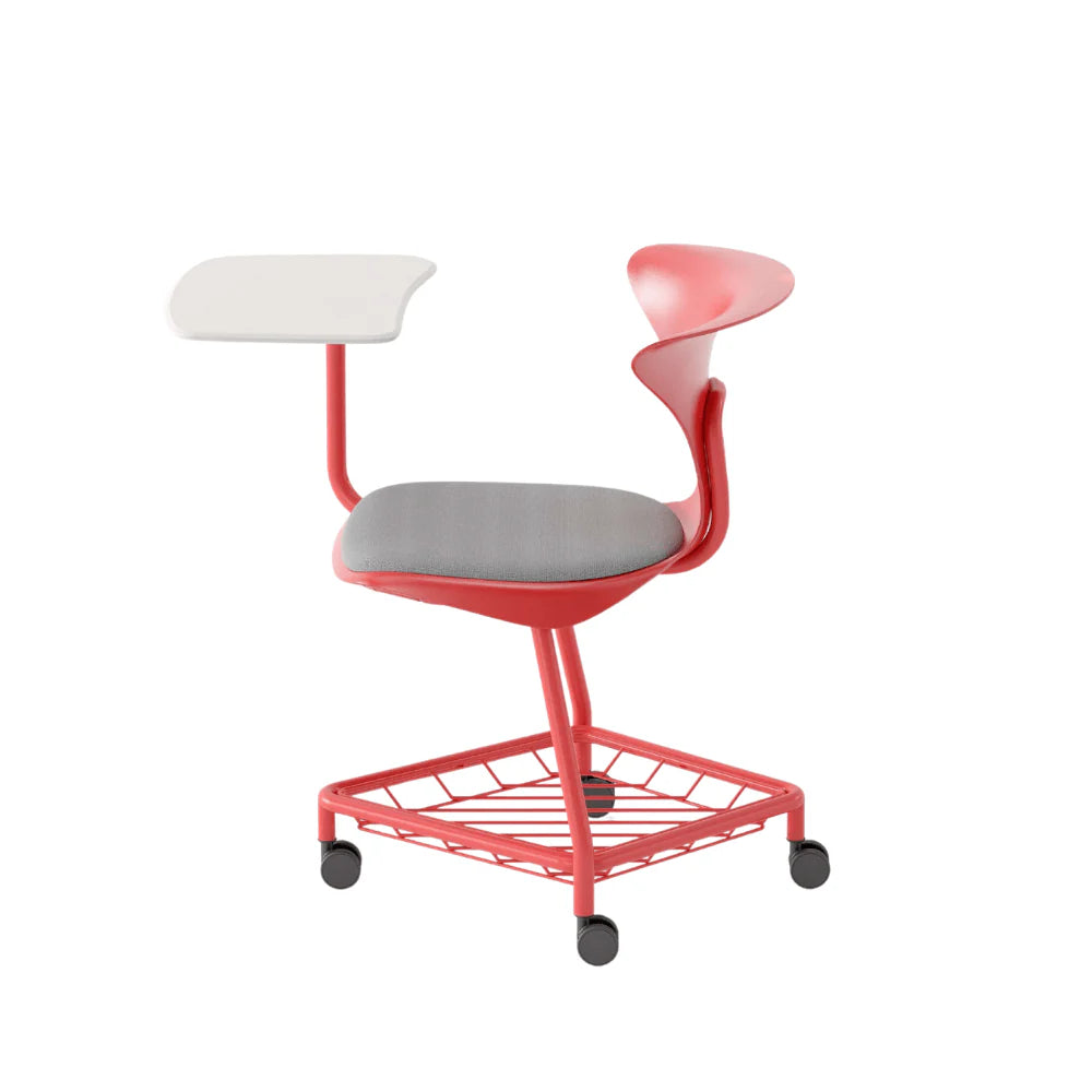 Movable student chair (with casters + storage basket)