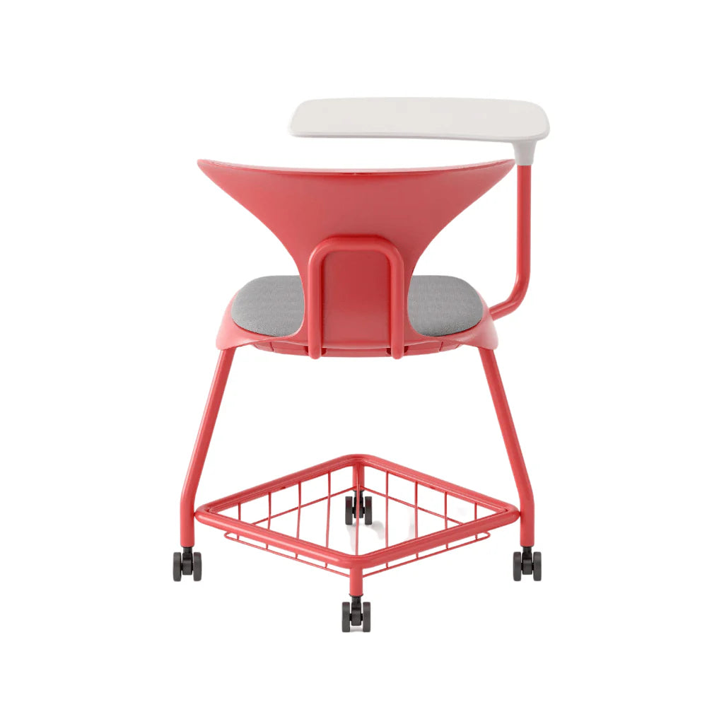 Movable student chair (with casters + storage basket)