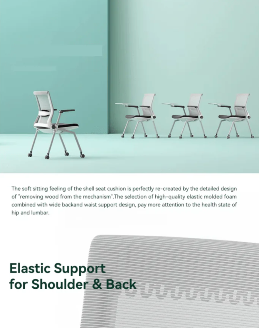 KH-002 VESNO Stackable Advanced Ergonomic Pulley Training Chair with Writing Board