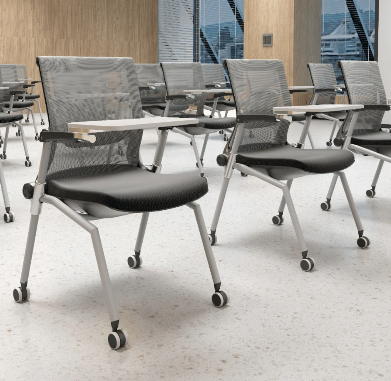 KH-002 VESNO Stackable Advanced Ergonomic Pulley Training Chair with Writing Board