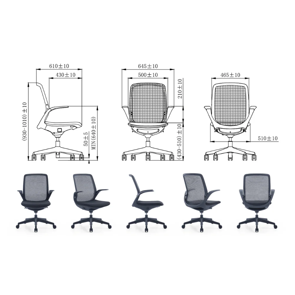 KH006L Curve Mid-Back Simple Office Chair
