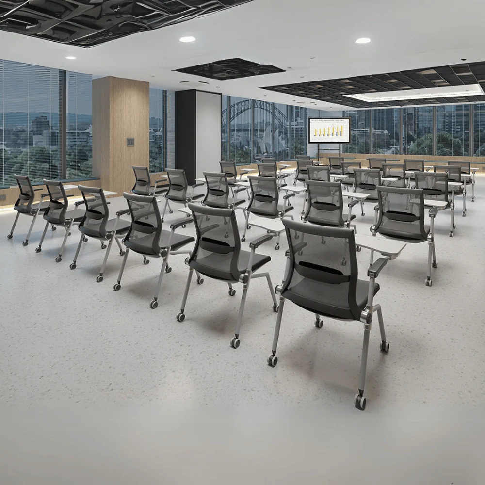 KH520L Aero Stackable Training Chair with Wheels and Writing Board
