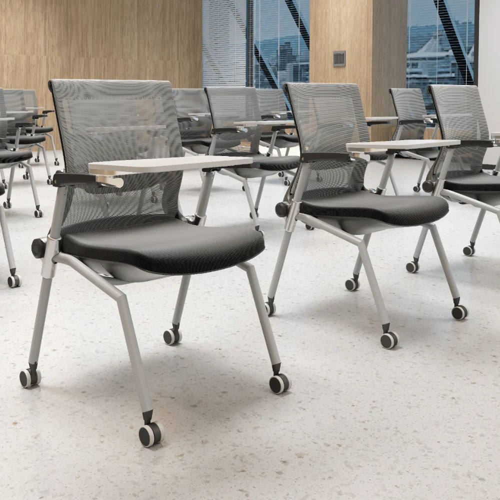 KH520L Aero Stackable Training Chair with Wheels and Writing Board