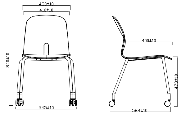 KSC049D Aero 靜音萬向輪鋼架實木培訓椅