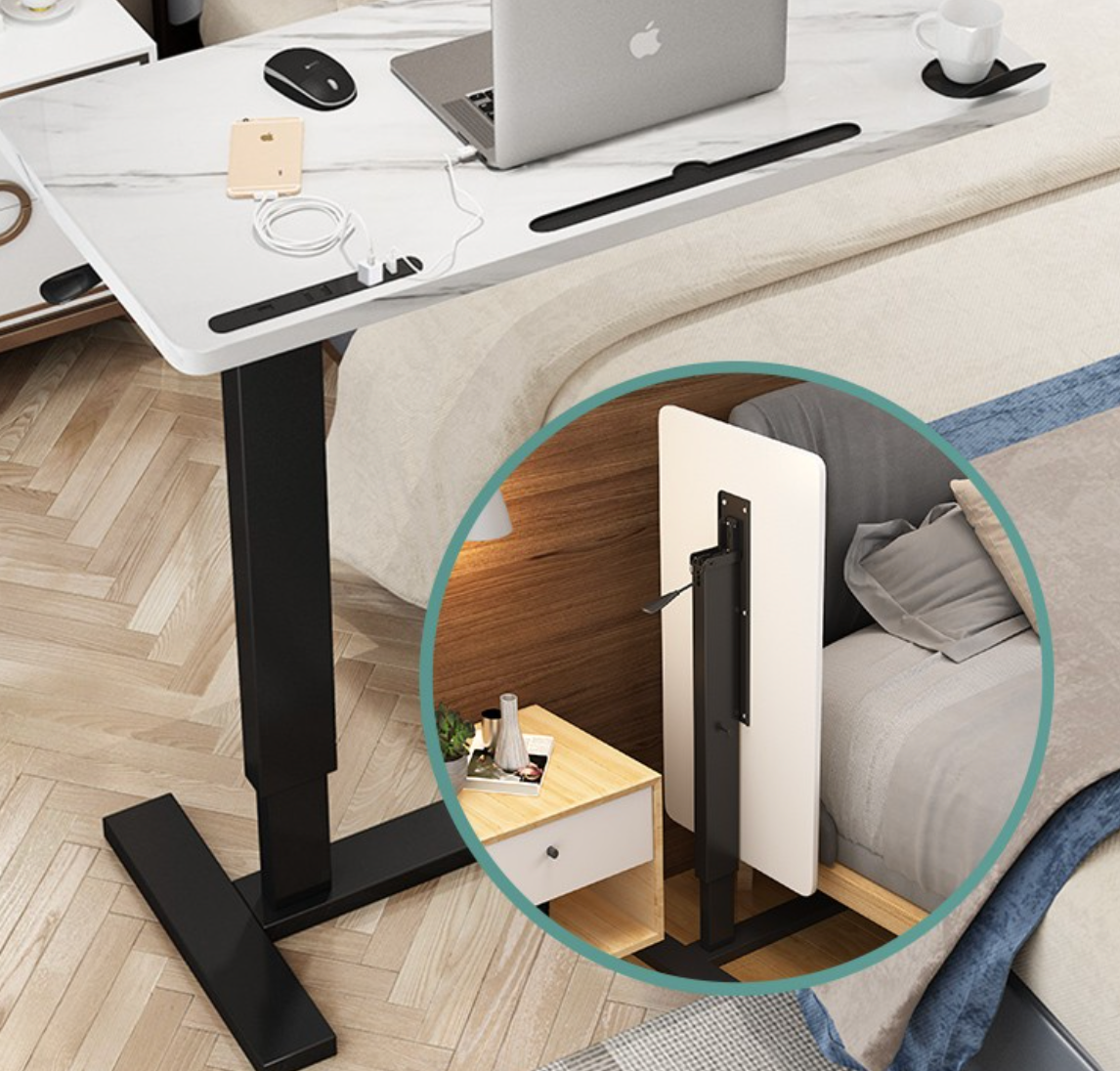 Manual C-Table Air Pressure Bedside Movable Lazy Office Desk