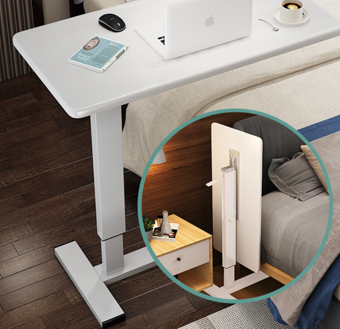 Manual C-Table Air Pressure Bedside Movable Lazy Office Desk