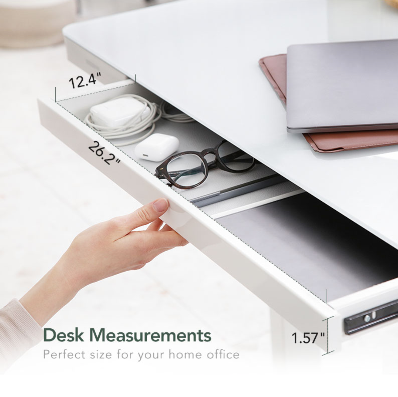 Total-IN-ONE STANDING DESK WITH DRAWER (WOODEN) - White (EW8-02W)