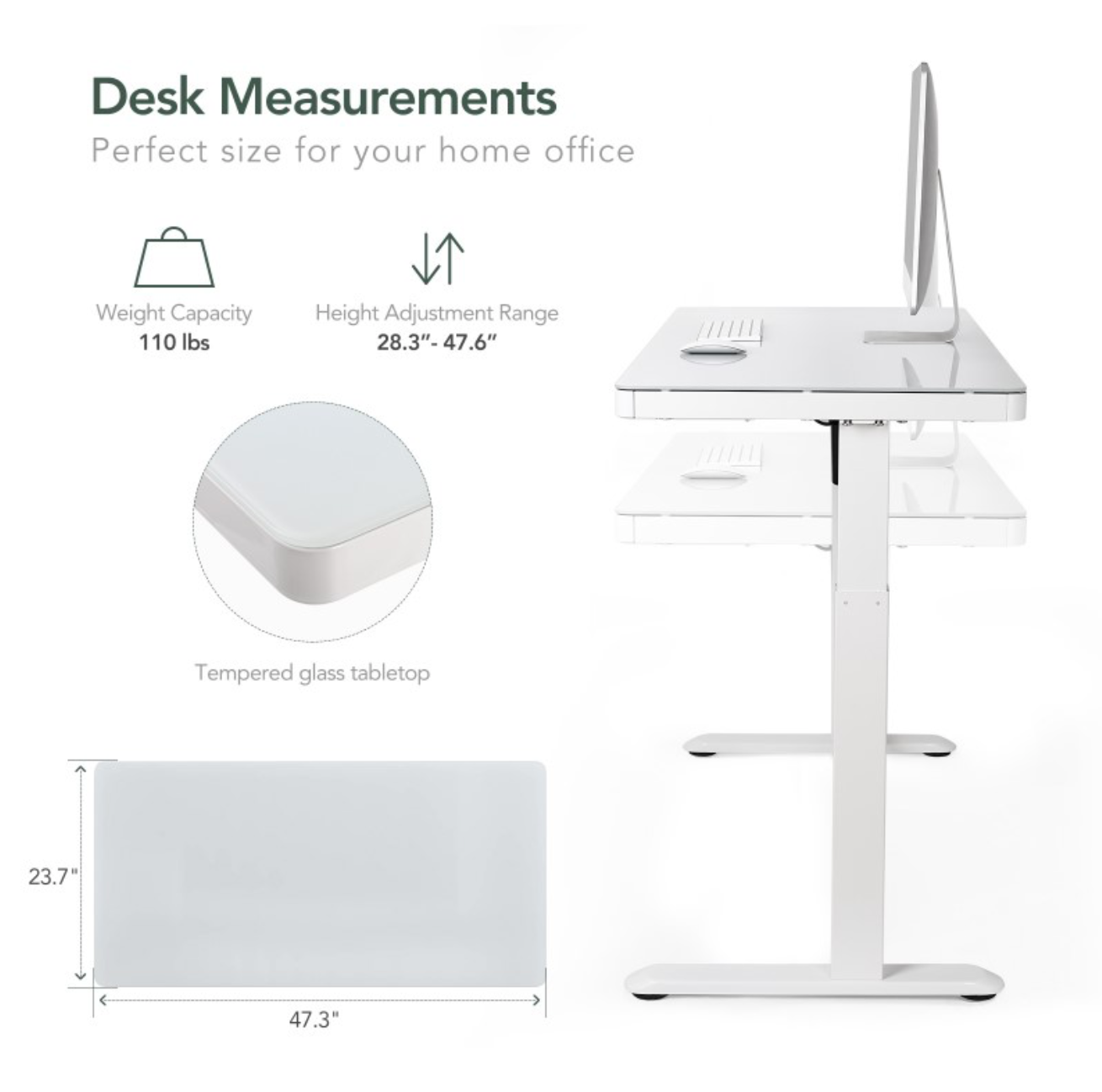 Total-IN-ONE STANDING DESK WITH DRAWER (WOODEN) - White (EW8-02W)