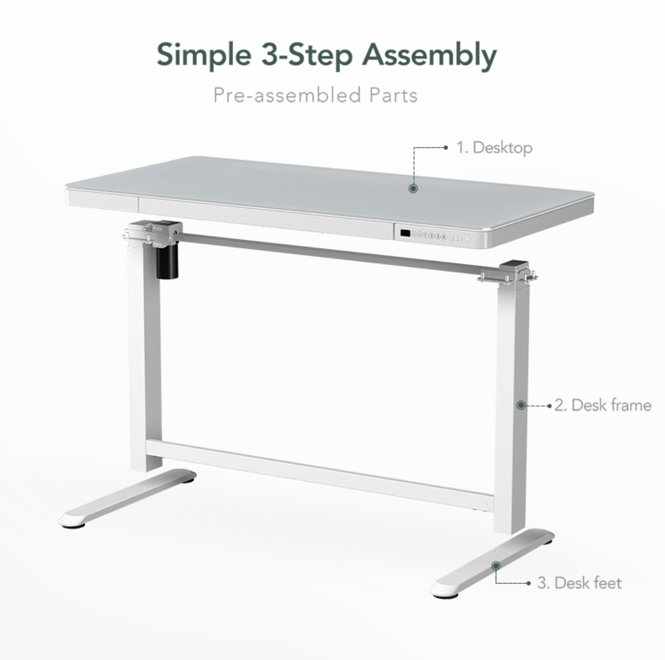 Total-IN-ONE STANDING DESK WITH DRAWER (WOODEN) - White (EW8-02W)