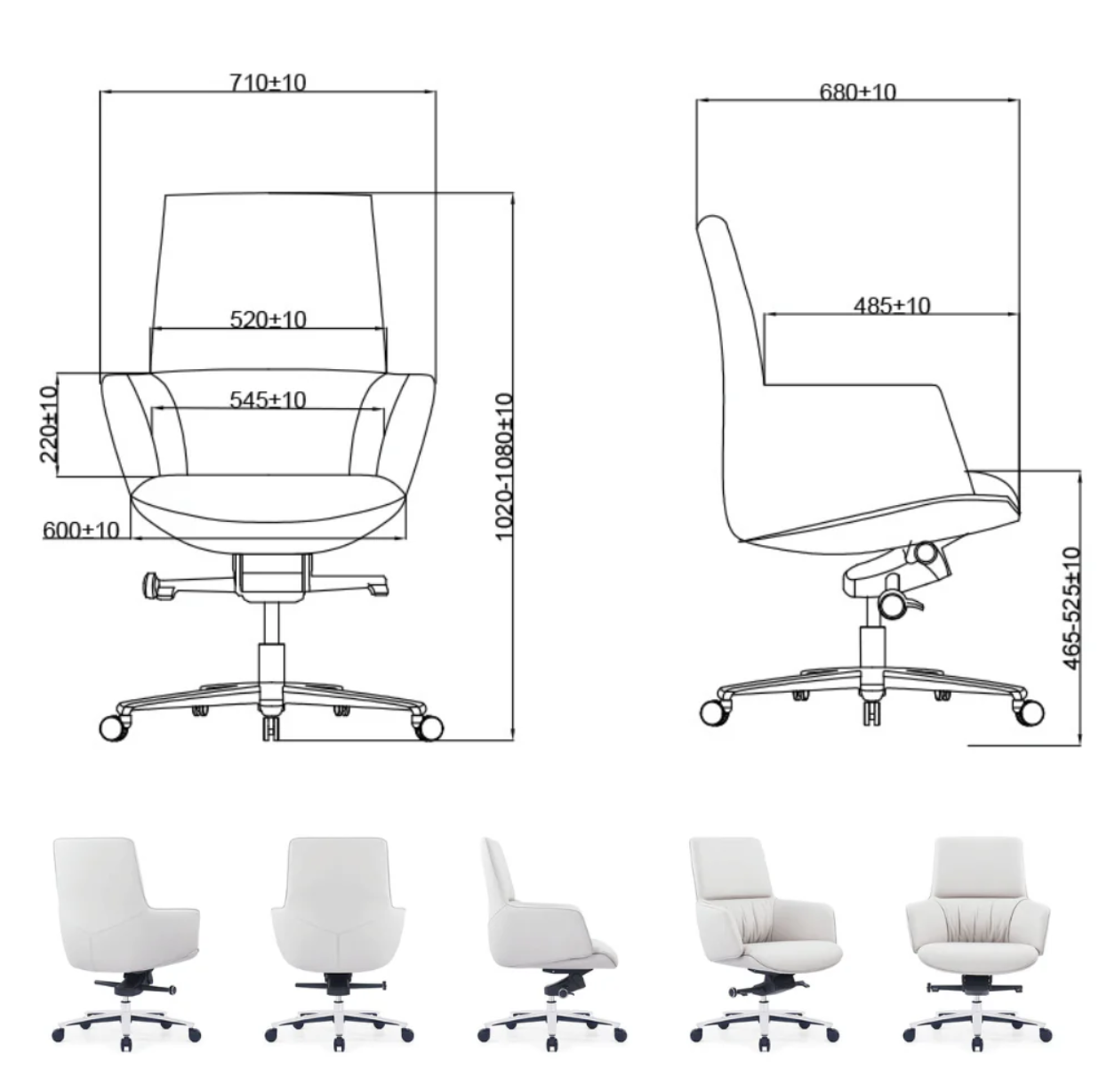 KH500-L Coste mid-back wear-resistant leather conference chair
