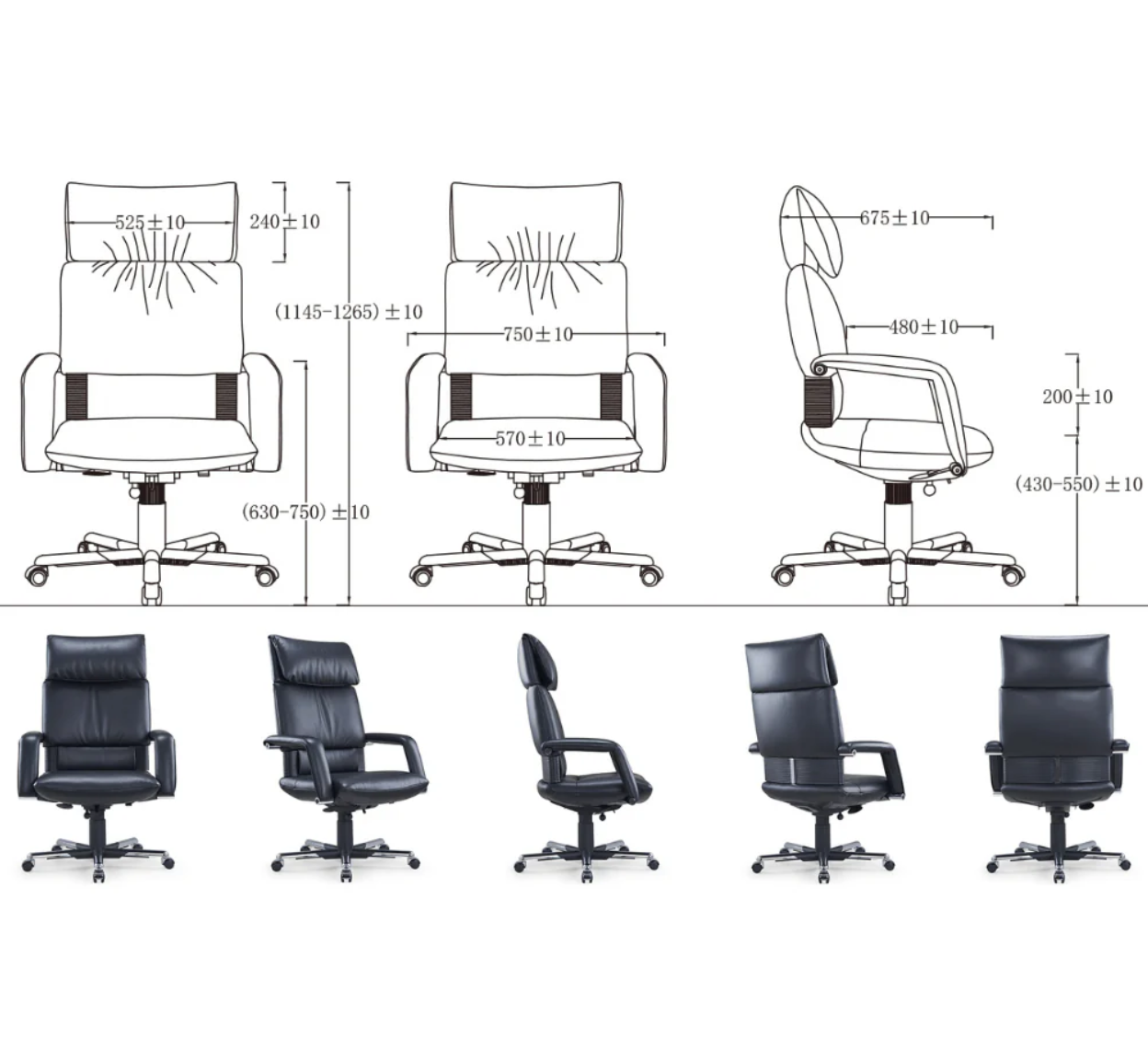 K622 Summ High Back Leather Executive Chair