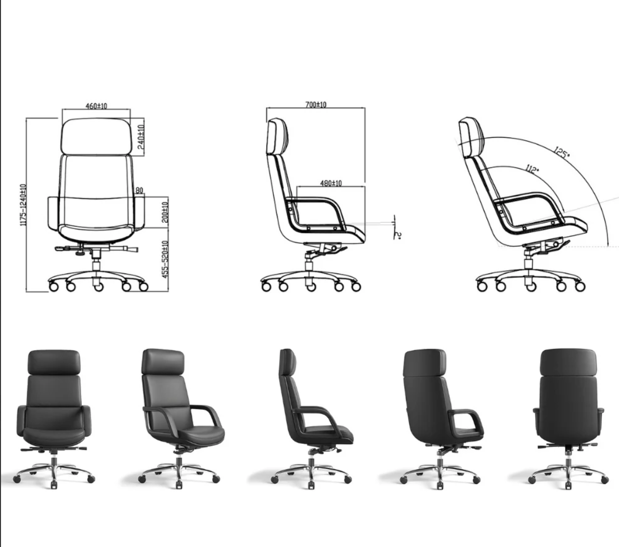 KH567 Premier High Back Leather Executive Chair