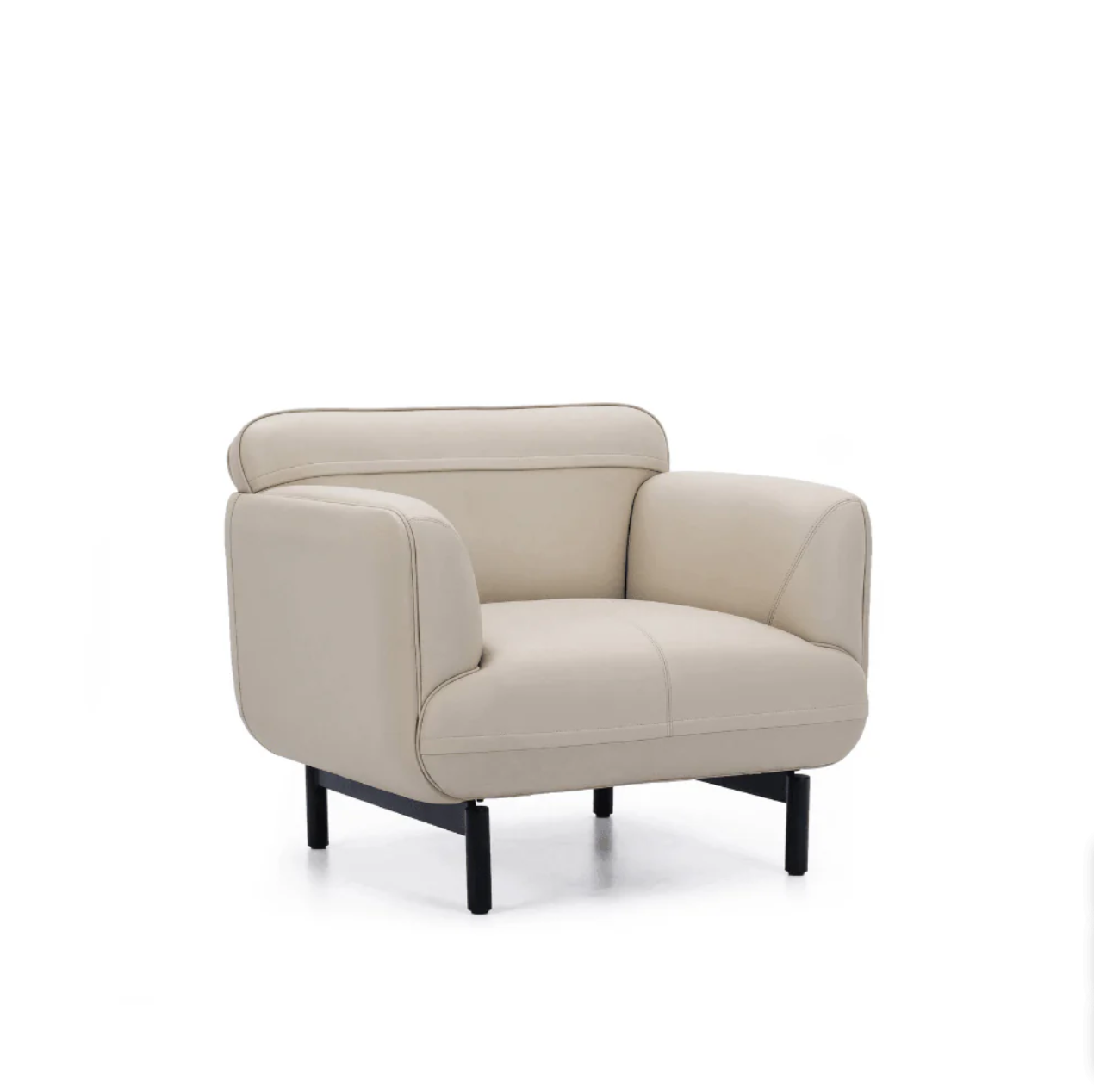 ST052 Rosso Rounded Genuine Leather Office Single Sofa