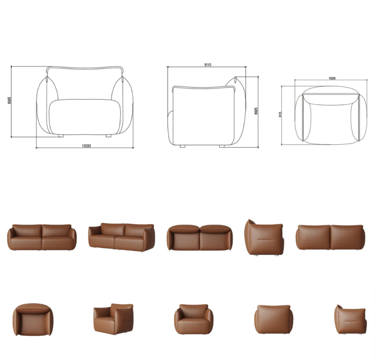 ST070 Lotus 單人皮革休閒單人梳化