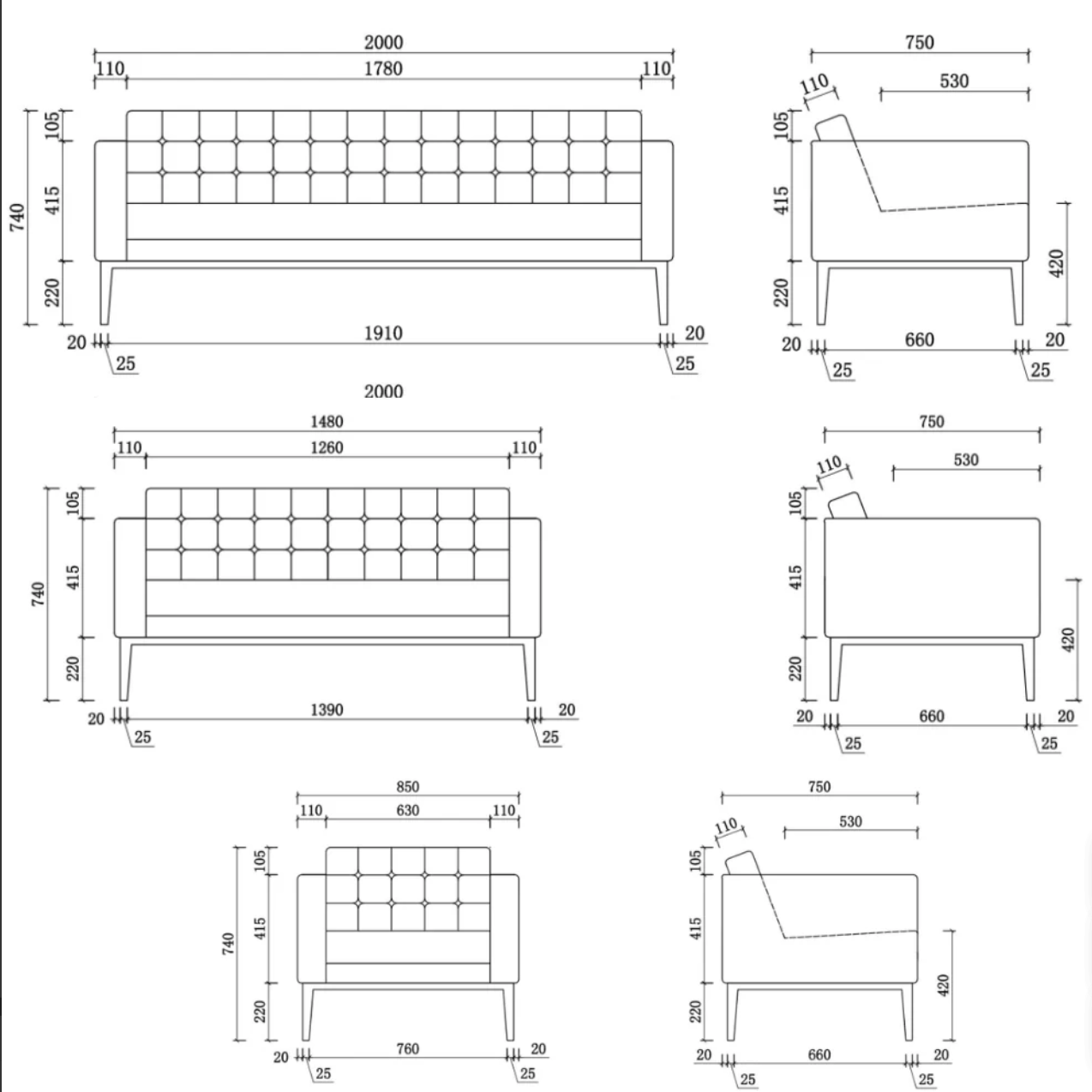 ST053 Carrara 單座位真皮辦公梳化