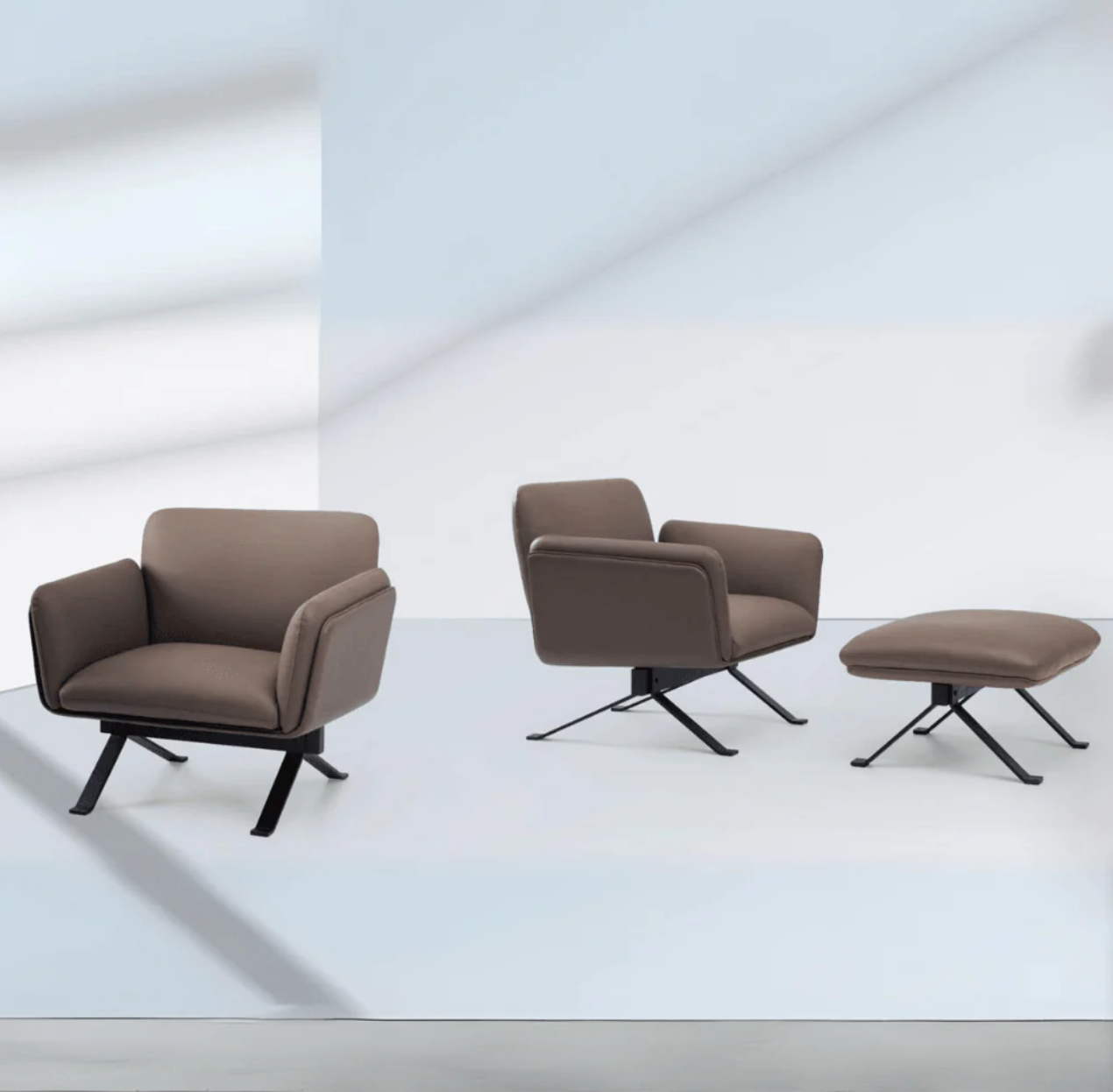 ST102 Club Single Casual Leather Office Sofa | Includes Footrest Set