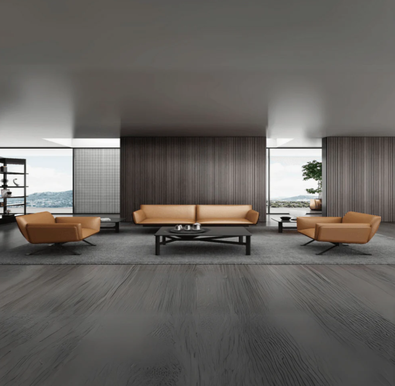 ST102 Giallo 單人休閒真皮辦公梳化|連腳踏套裝