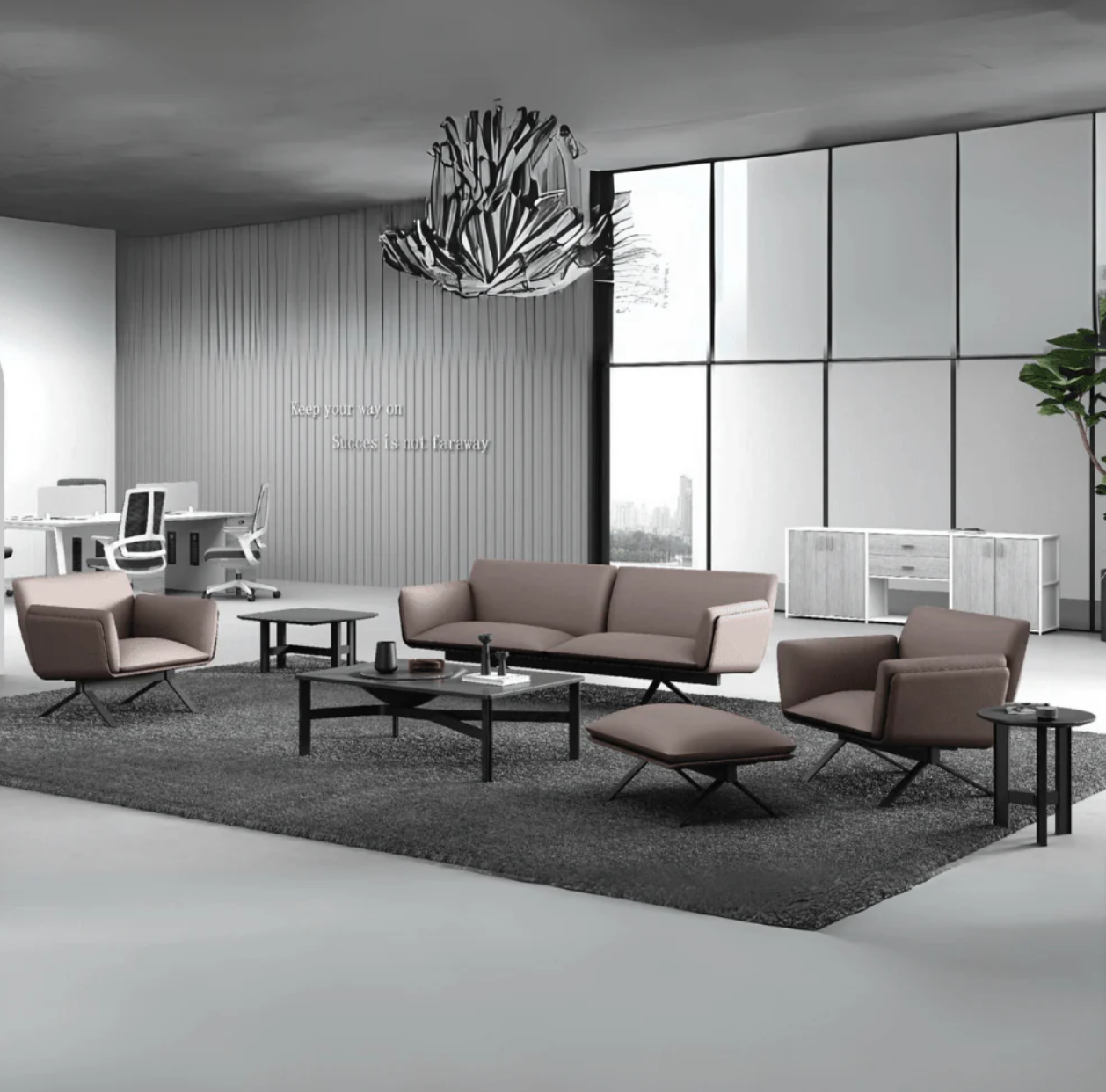 ST102 Club Single Casual Leather Office Sofa | Includes Footrest Set