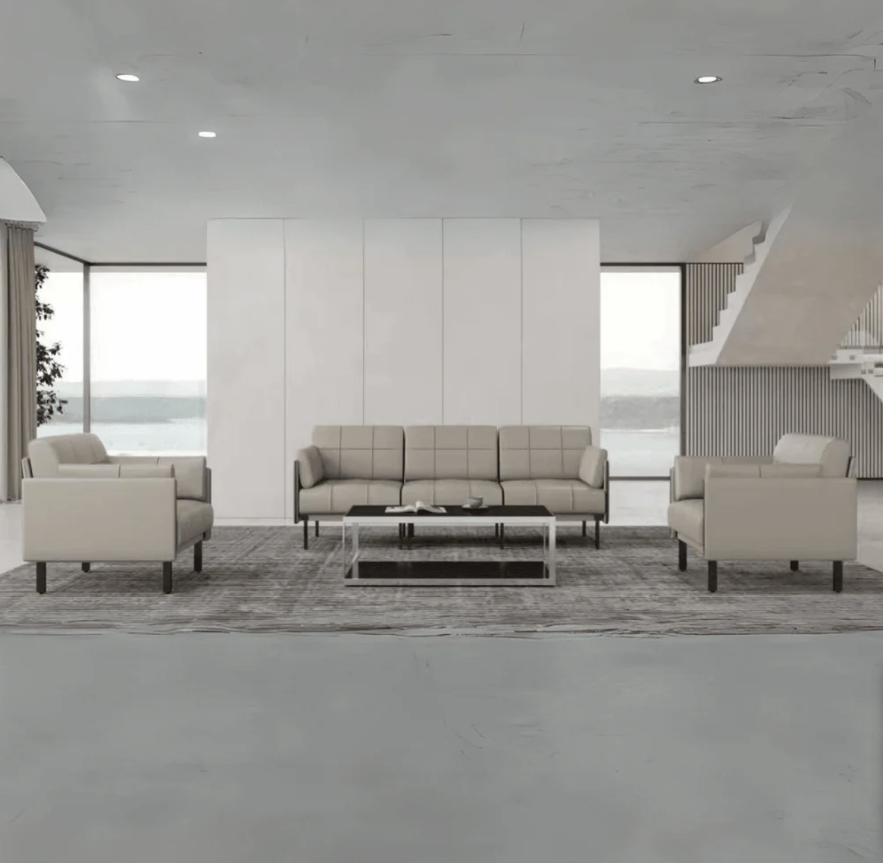 ST055 Ninoa Single-Seat Genuine Leather Office Sofa