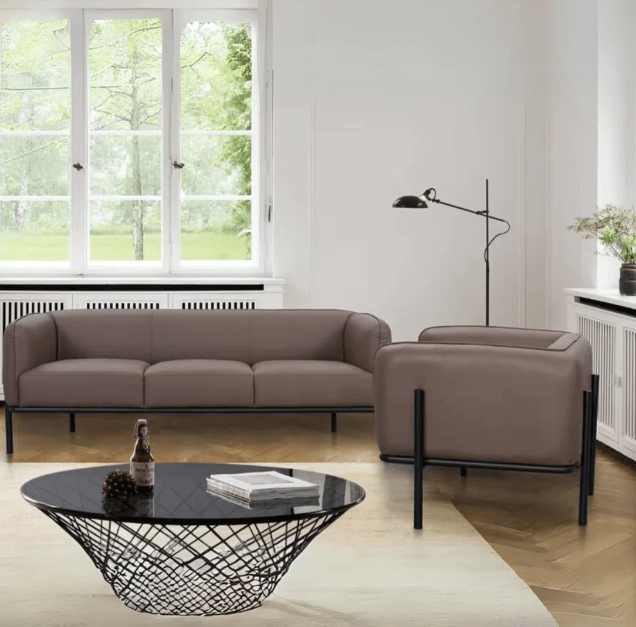 ST002-3 Sorrento Modern Genuine Leather Office Sofa
