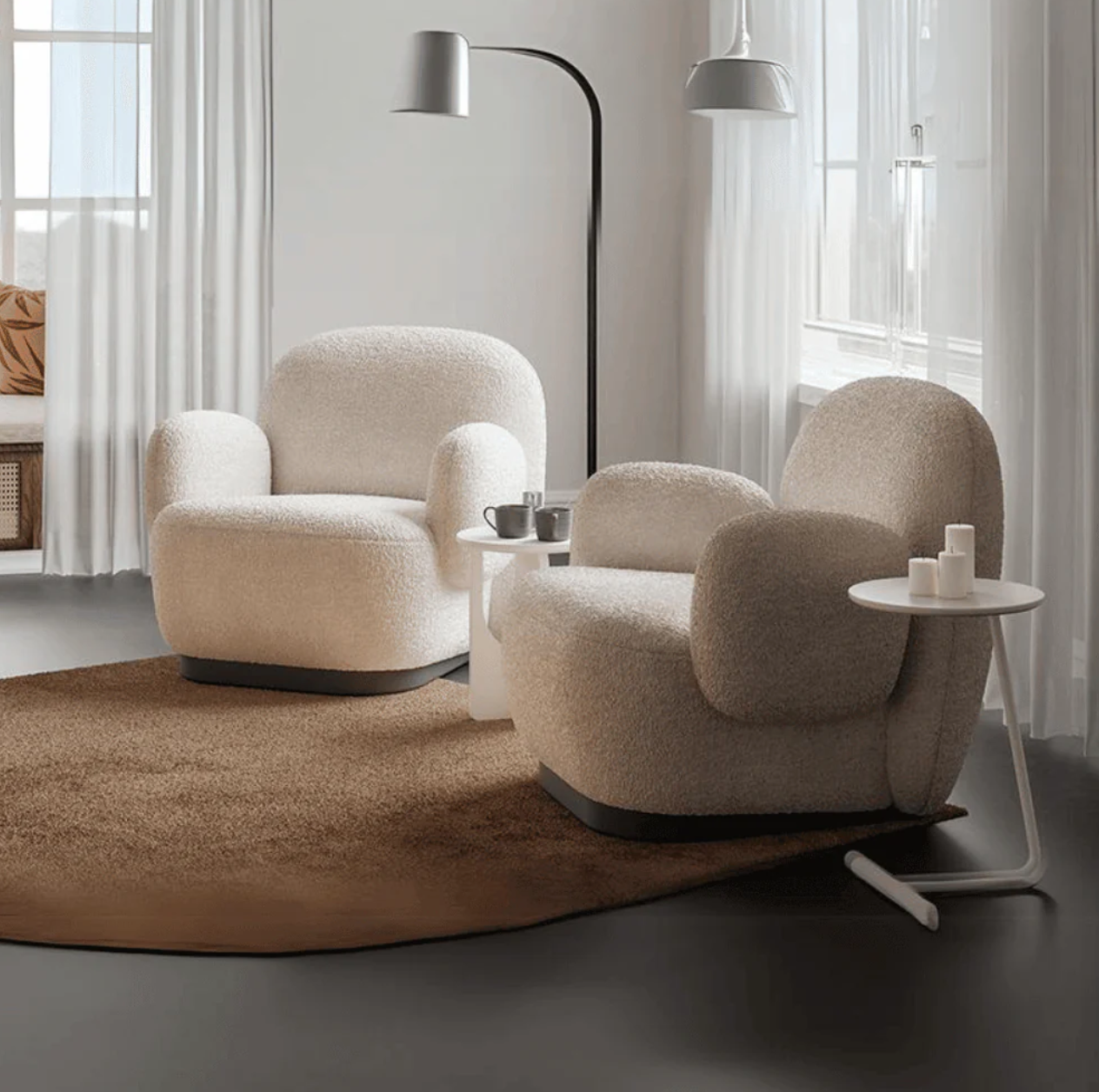 ST061 Dama 單人辦公室布藝梳化椅|弧形梳化椅