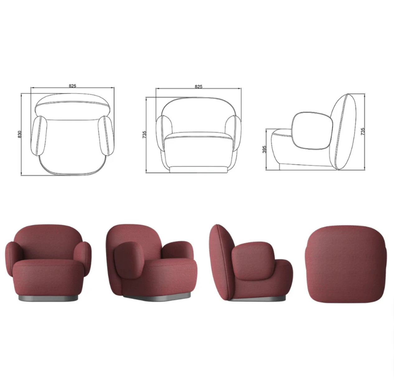 ST061 Dama Single Office Fabric Sofa Chair | Curved Sofa Chair
