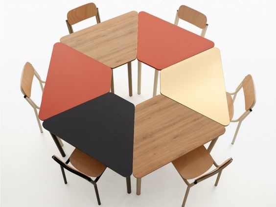 ST13- STEAM trapezoidal round edge table (color desktop)
