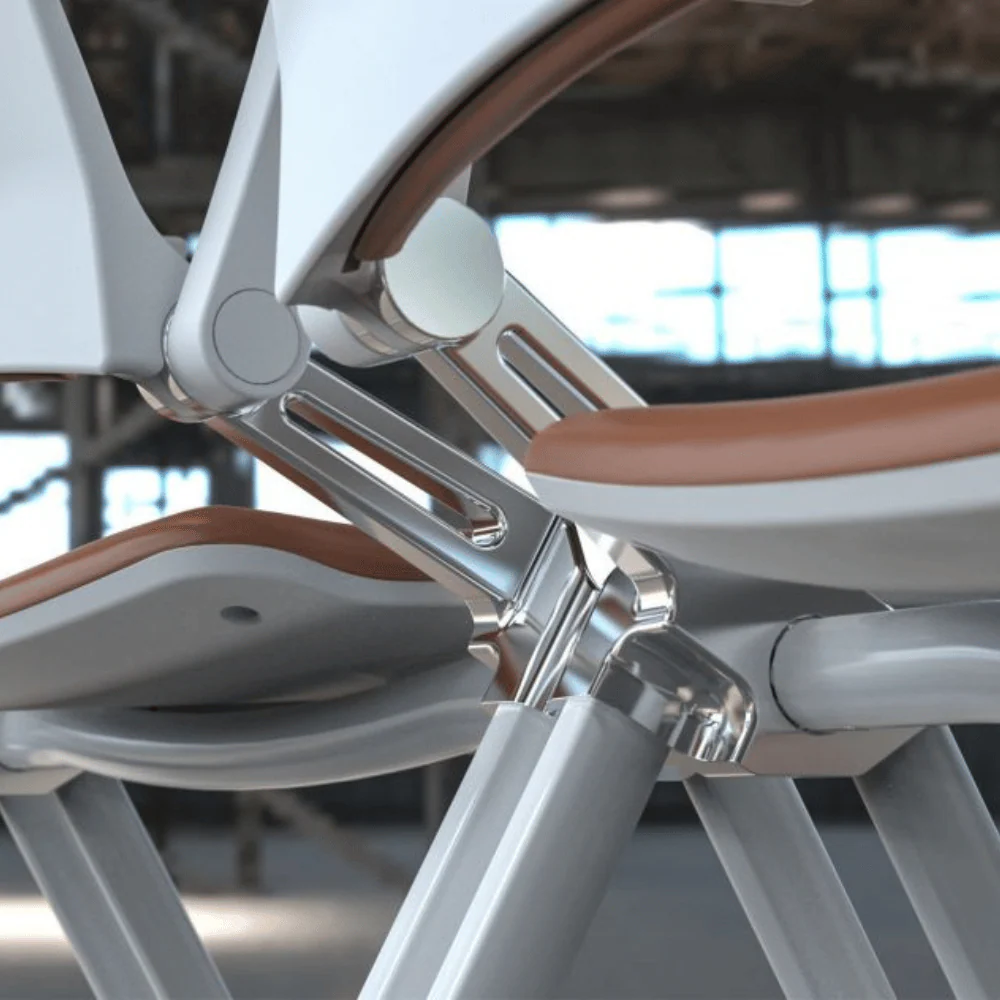 KEM057-WP Armonia 可疊放皮革連後翻扶手會議椅