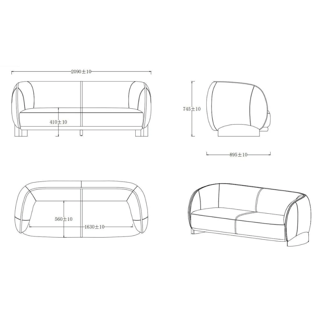 ST092 Genova three-seater modern office fabric sofa