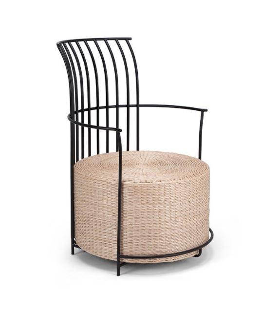 KR-05-Pisa round black steel frame lounge chair
