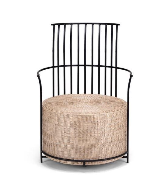 KR-05-Pisa round black steel frame lounge chair