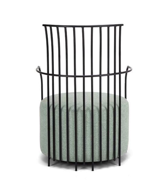 KR-05-Pisa round black steel frame lounge chair