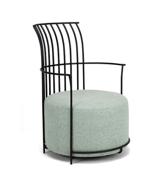 KR-05-Pisa round black steel frame lounge chair