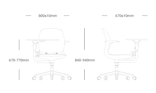 KMAU-D Atrium 滾輪會議椅連寫字板