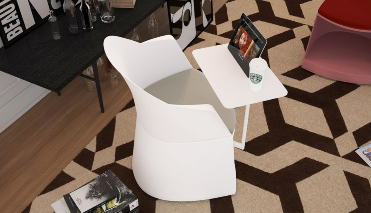 KEM027C-WP MITO 辦公室手寫板儲物培訓椅