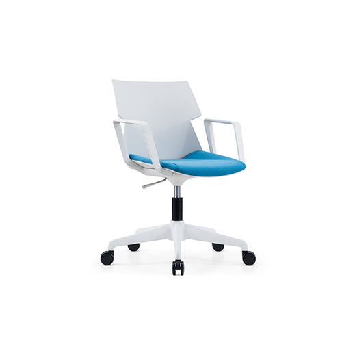 KEM017D Turbo 滑腳白架藍墊培訓疊椅