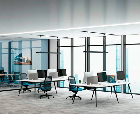 V Shape Workstation (Black) - KLT Furniture