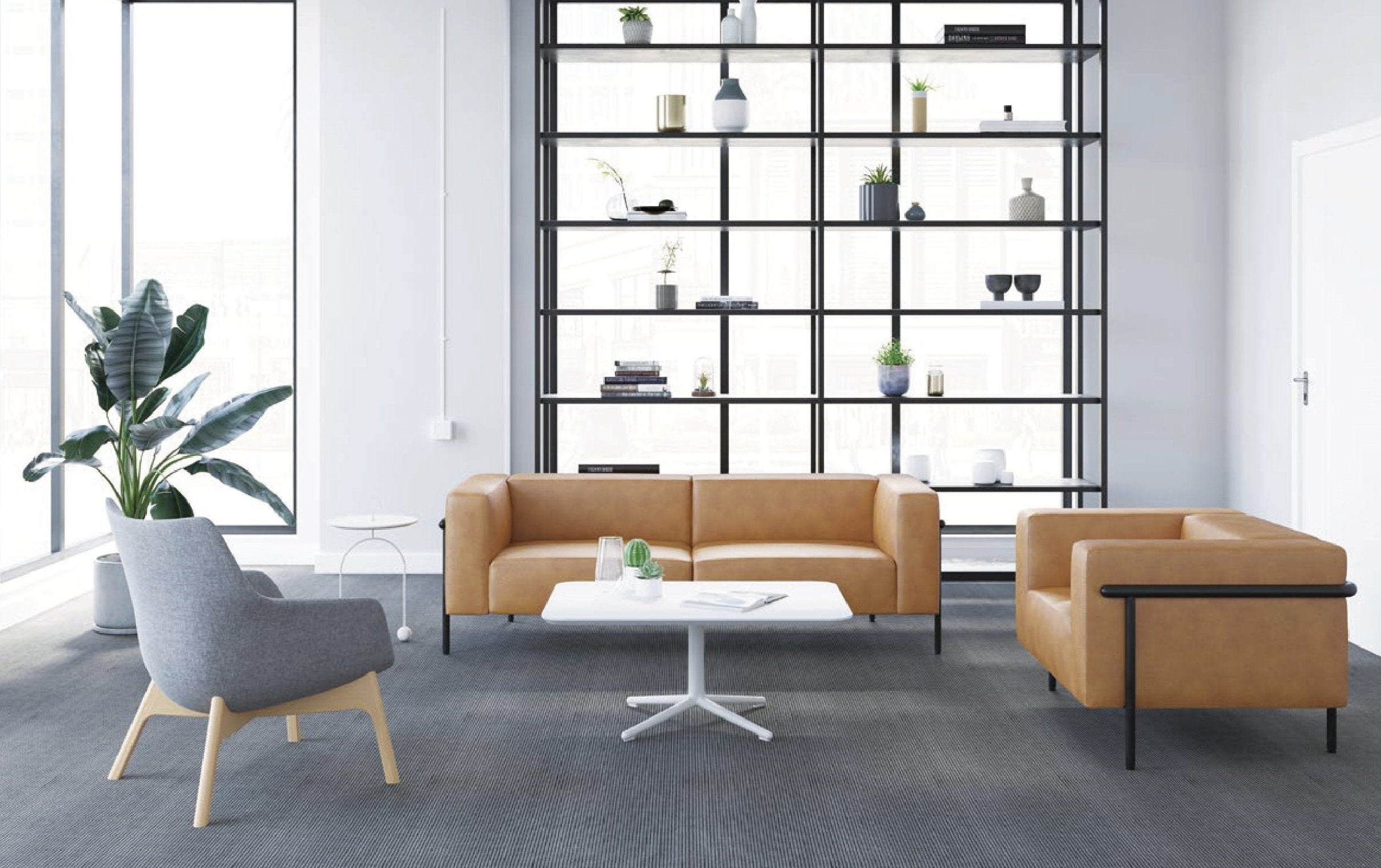 ST054-2 SQUARE Boucle Business Space Exclusive Sofa
