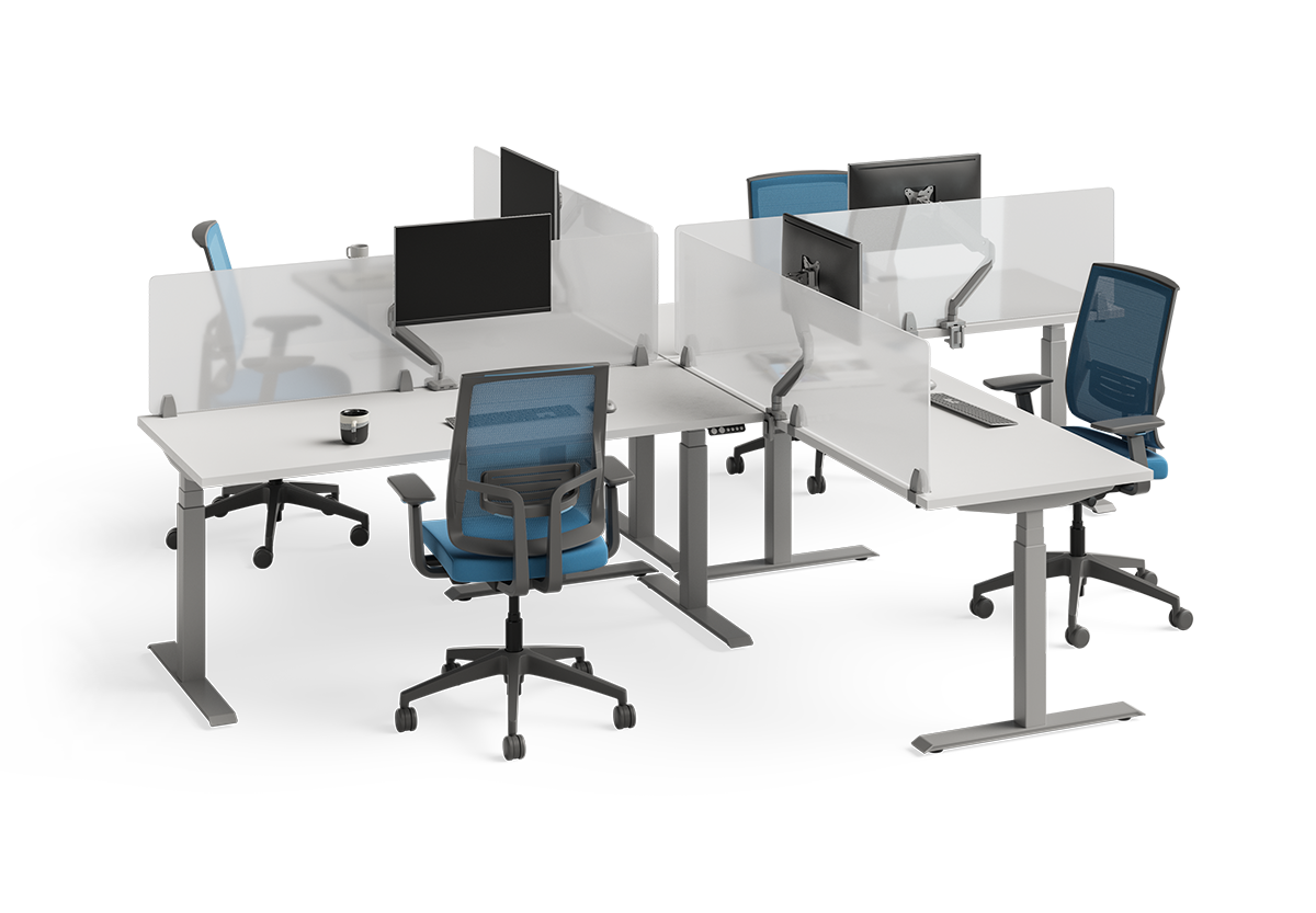 WS-02 四人L型電動升降辦公桌