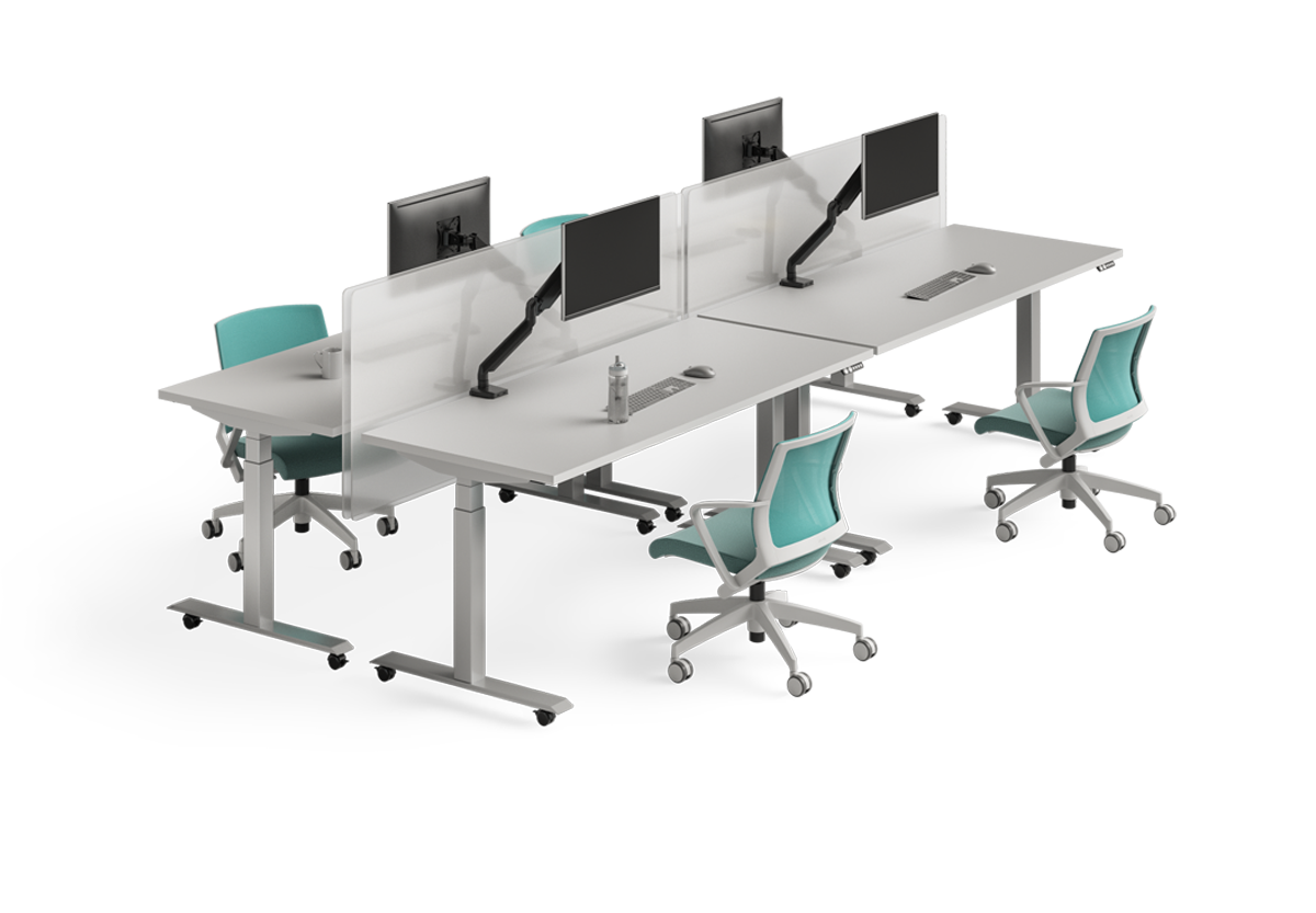 WS-02 四人L型電動升降辦公桌