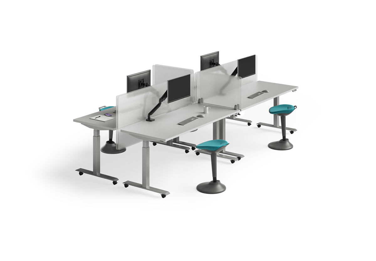 WS-02 四人L型電動升降辦公桌
