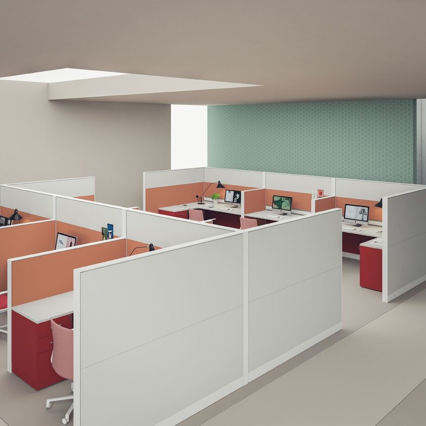 WD4900 Legge L-shaped desk with screen|High privacy office space
