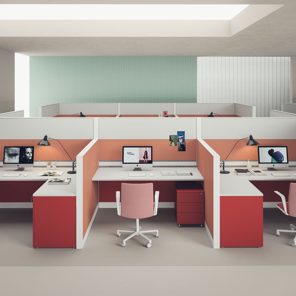 WD5200 Rialto L-shaped workbench and screen combination L-Shape Staff Desk