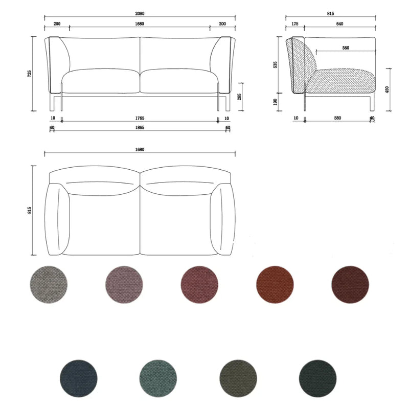 ST049 Ariel Two-seat Fashion Fabric Office Combing