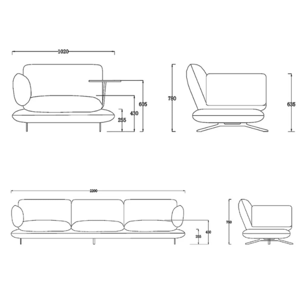 ST055 Serafino three-seat fabric office combing